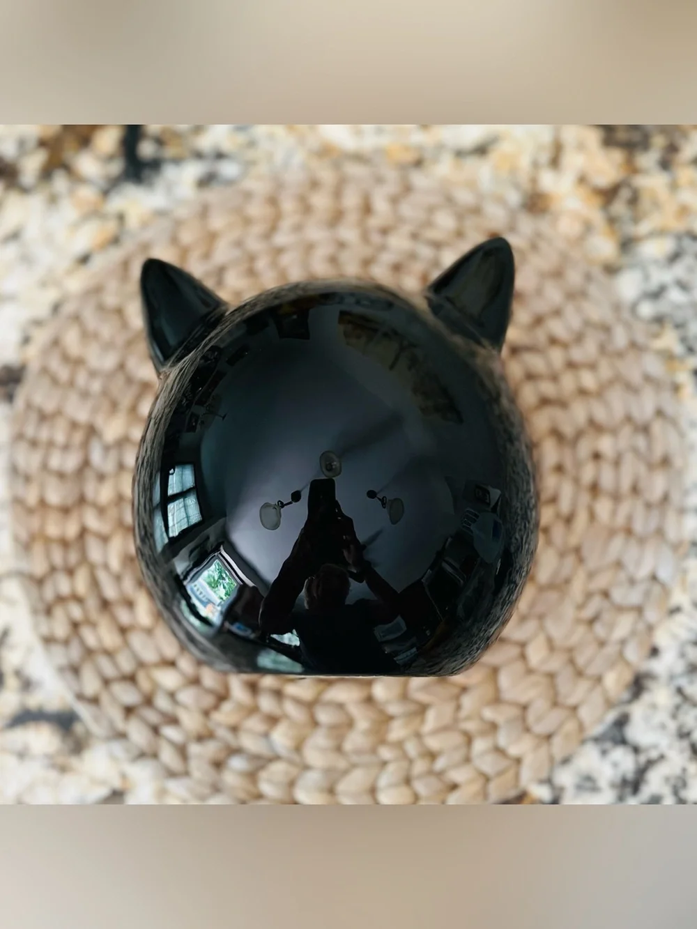 🖤 Black Cat Halloween Candy Dish with 'TRICK or TREAT’ Banner